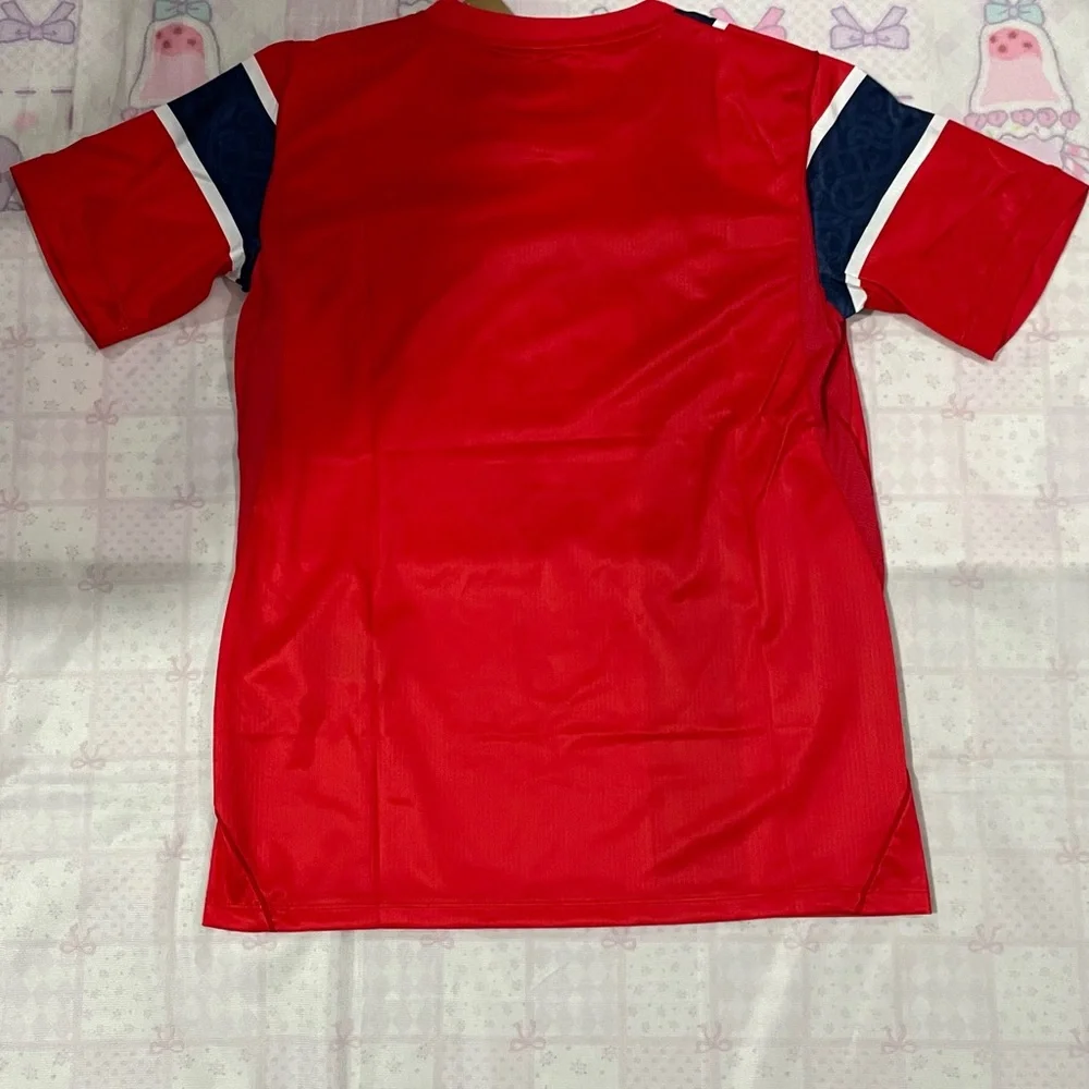 Nike Red Norwegian Soccer Jersey with Navy Cross